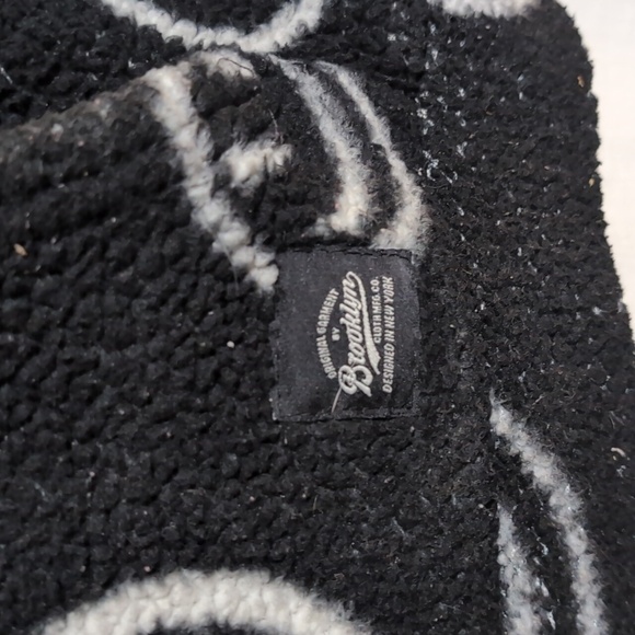 Brooklyn Cloth Manufacturing Black Smiley Face Fleece Hoodie Size Small - Picture 3 of 5